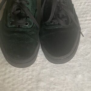 Vans Dark Green Velvet Sneakers